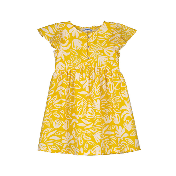 Mayoral Yellow Retro Floral Printed Dress