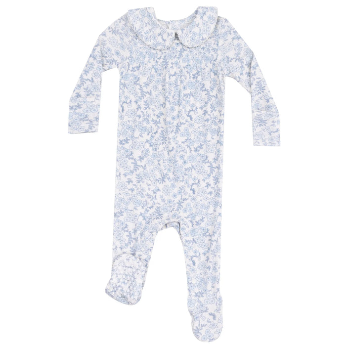 Angel Dear Smocked Blue Flower Footie