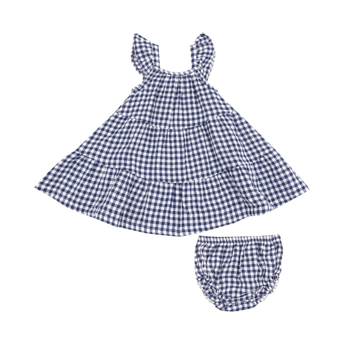 Navy Gingham Sundress & Diaper Cover