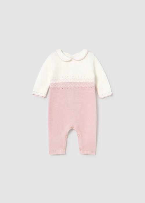Pink and White Knit Romper