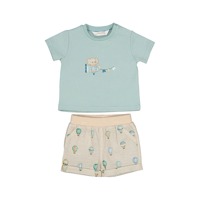 Sage Green Up & Away Elephant T-Shirt & Shorts Set