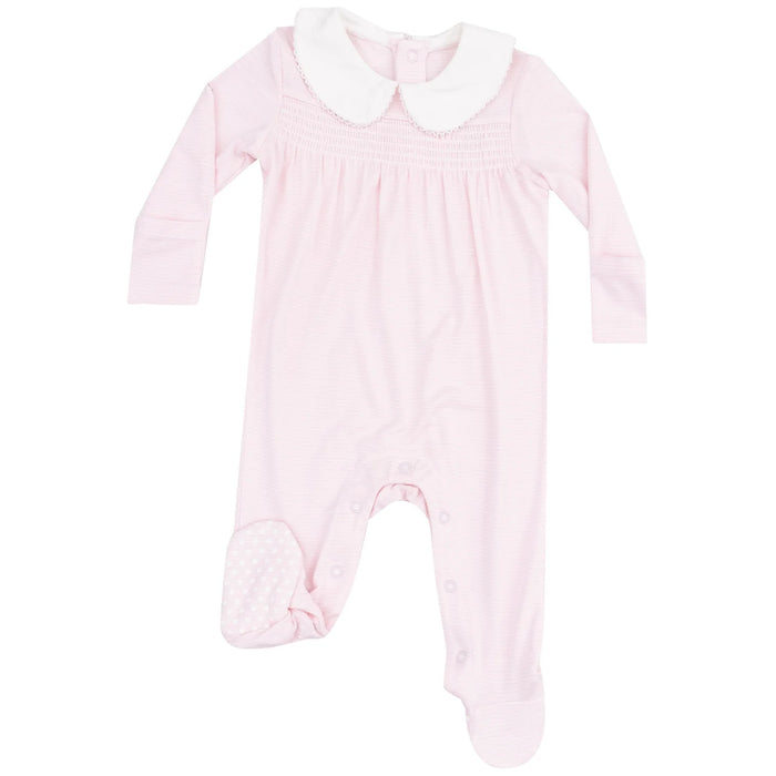 Angel Dear Baby Pink Smocked Peter Pan Footie