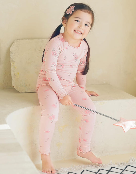 Romantic Rose Shirred Long Sleeve Pajamas