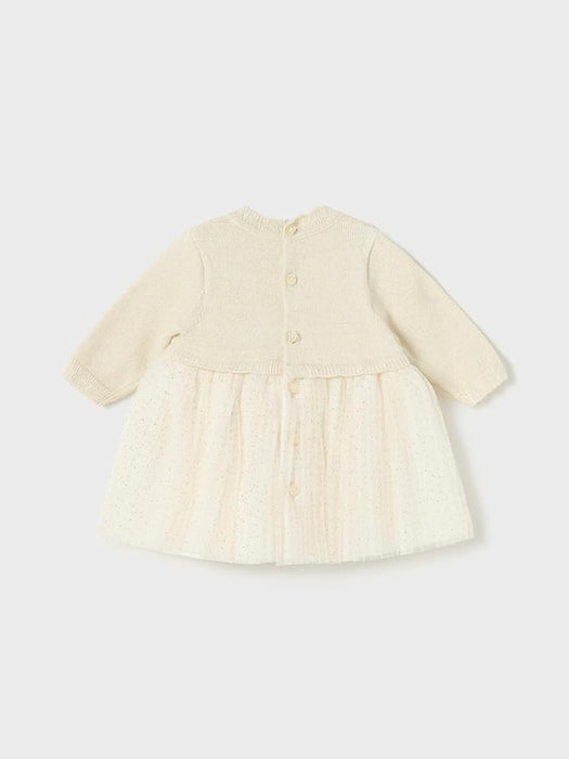 Baby Girls Champagne Knit & Tulle Dress