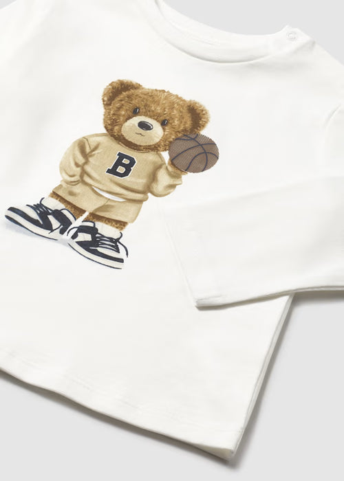 Bear Printed Long Sleeve Shirt With Dark Grey Sweats