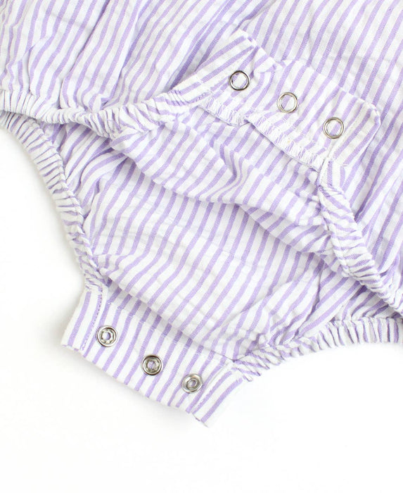 Rufflebutts Lavender Seersucker Sleeveless Waist Ruffle Bubble Romper: Purple