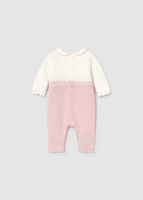 Pink and White Knit Romper