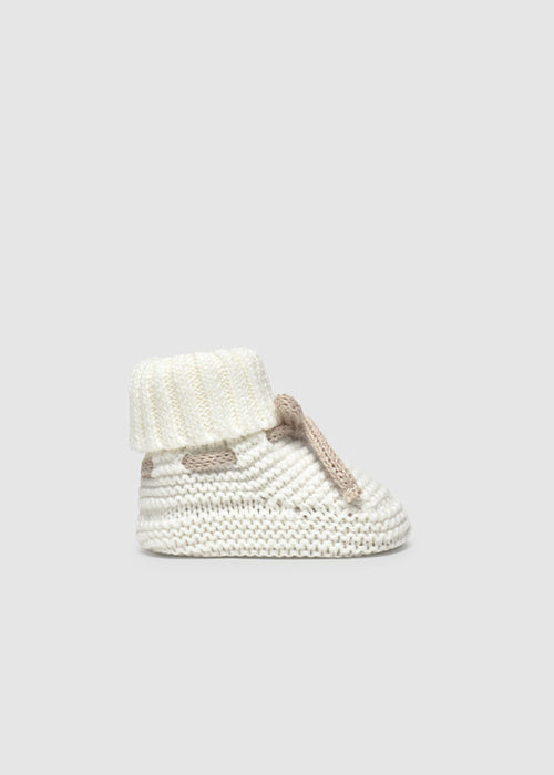 White & Tan Knit Booties