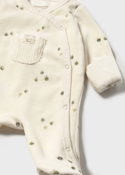Tree Print Velour Onesie